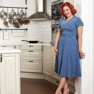 Miss Candyfloss Light Blue Vintage Reproduction Swing Dress